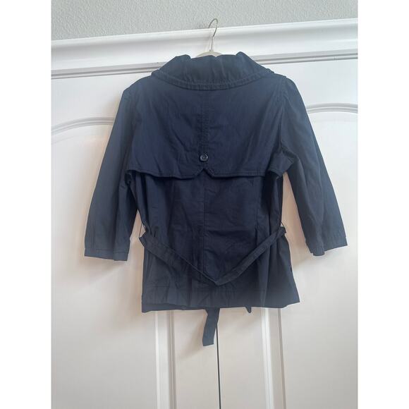 Loft Navy Jacket Elbow Length Sleeve Button Down Jacket with Waist Belt - Picture 8 of 8